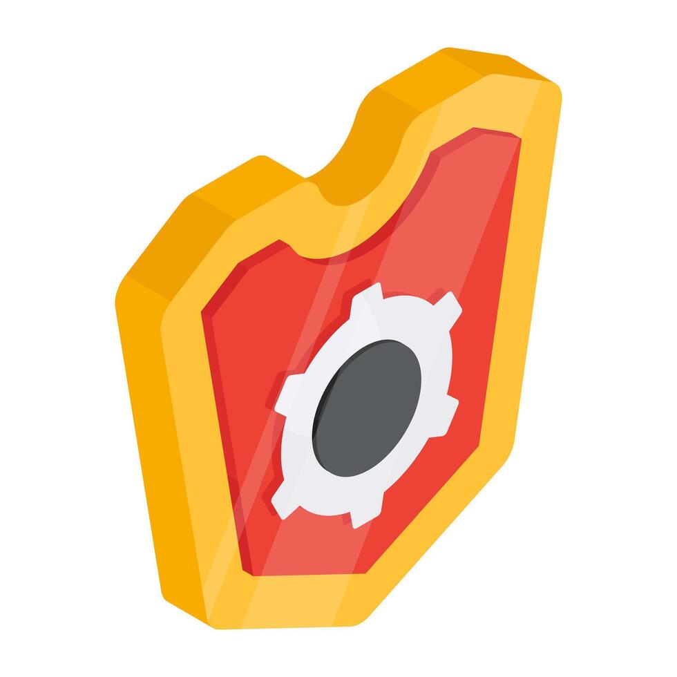 Gear inside shield, icon of security setting vector