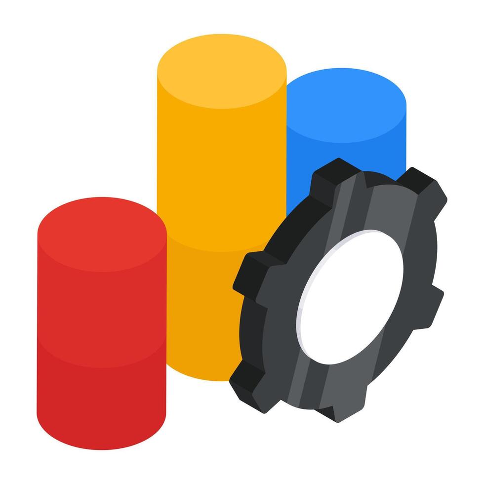 Conceptual flat design icon of graph management vector
