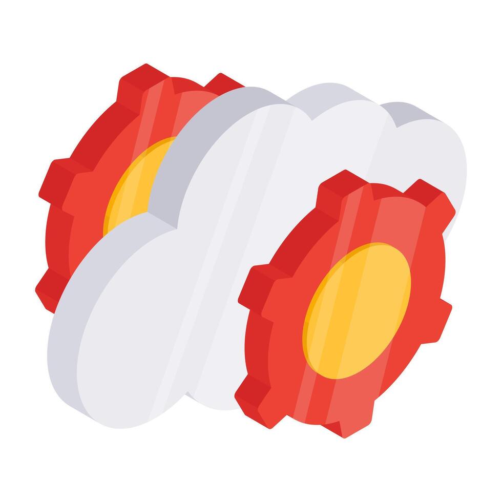 Conceptual flat design icon of cloud setting vector
