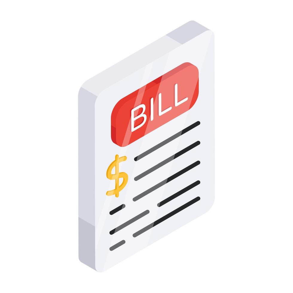 A beautiful design icon of bill vector