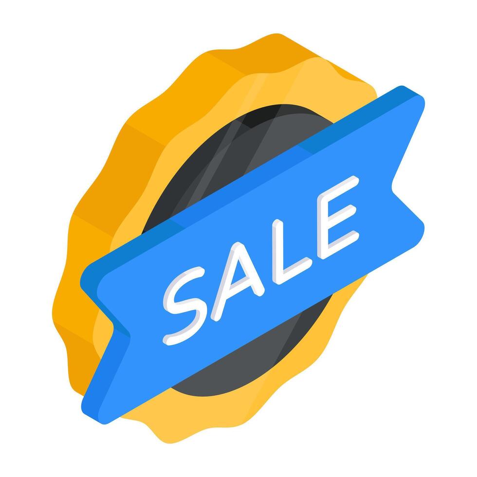 A flat isometric design icon of sale label vector