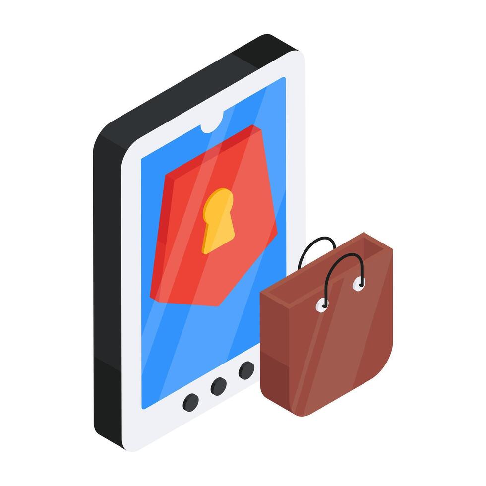 Modern design icon of mobile shopping security vector