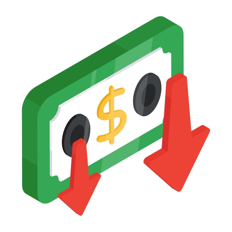 Premium design icon of money decrease vector