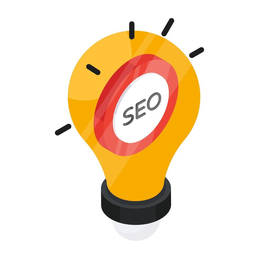 Light bulb with seo, icon of seo idea vector