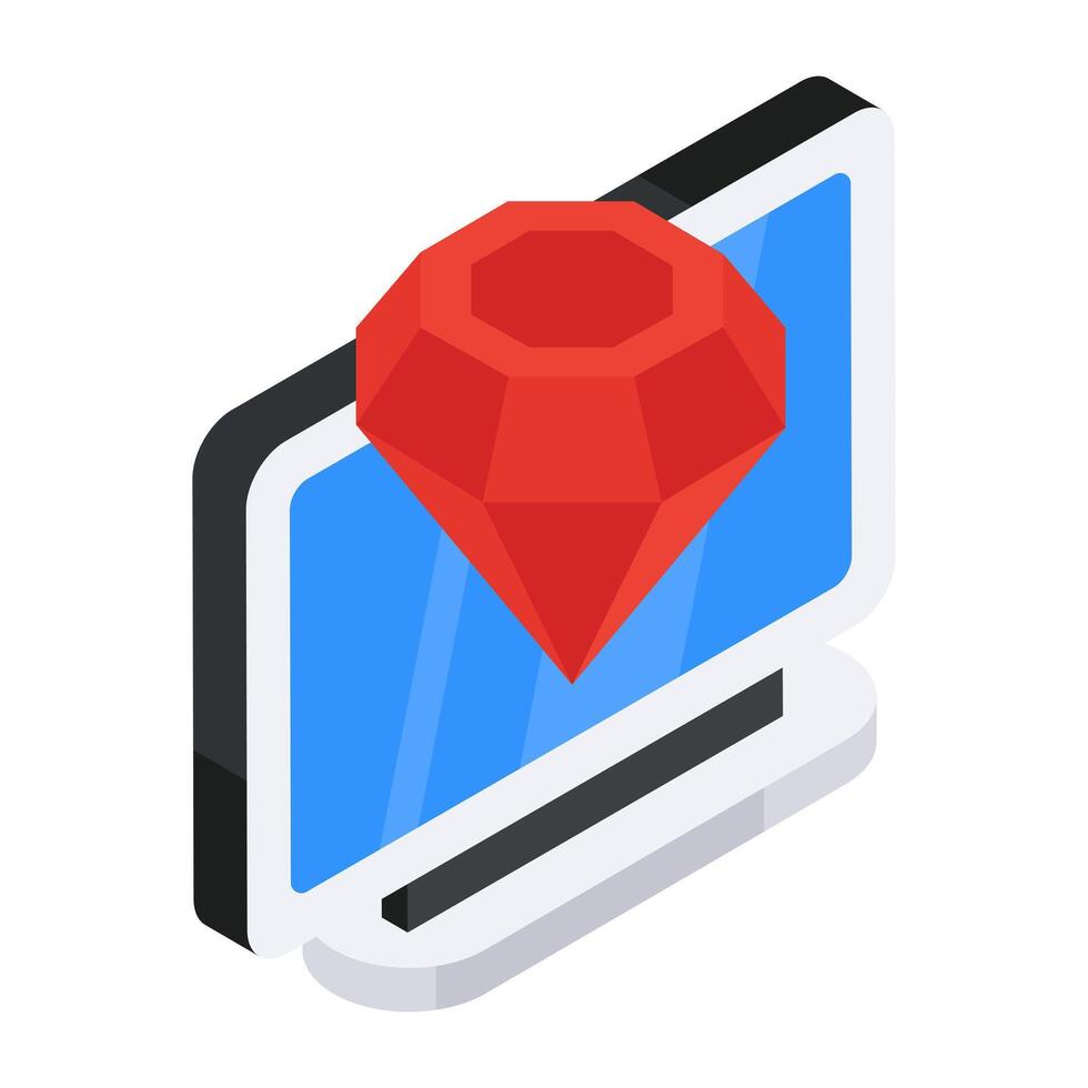 A unique design icon of online diamond vector