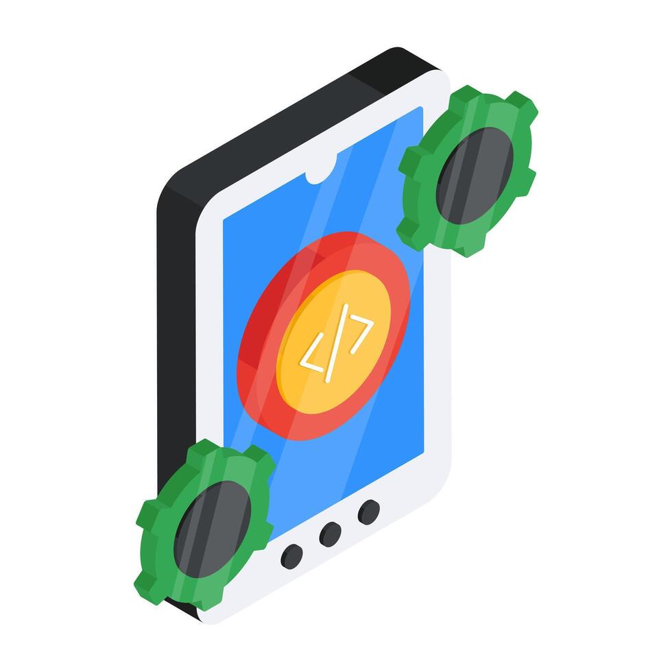 Unique design icon of mobile coding vector
