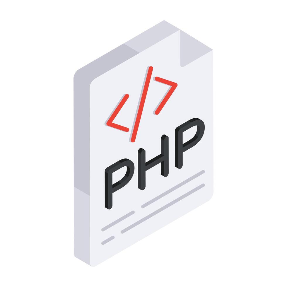Editable design icon of php file vector