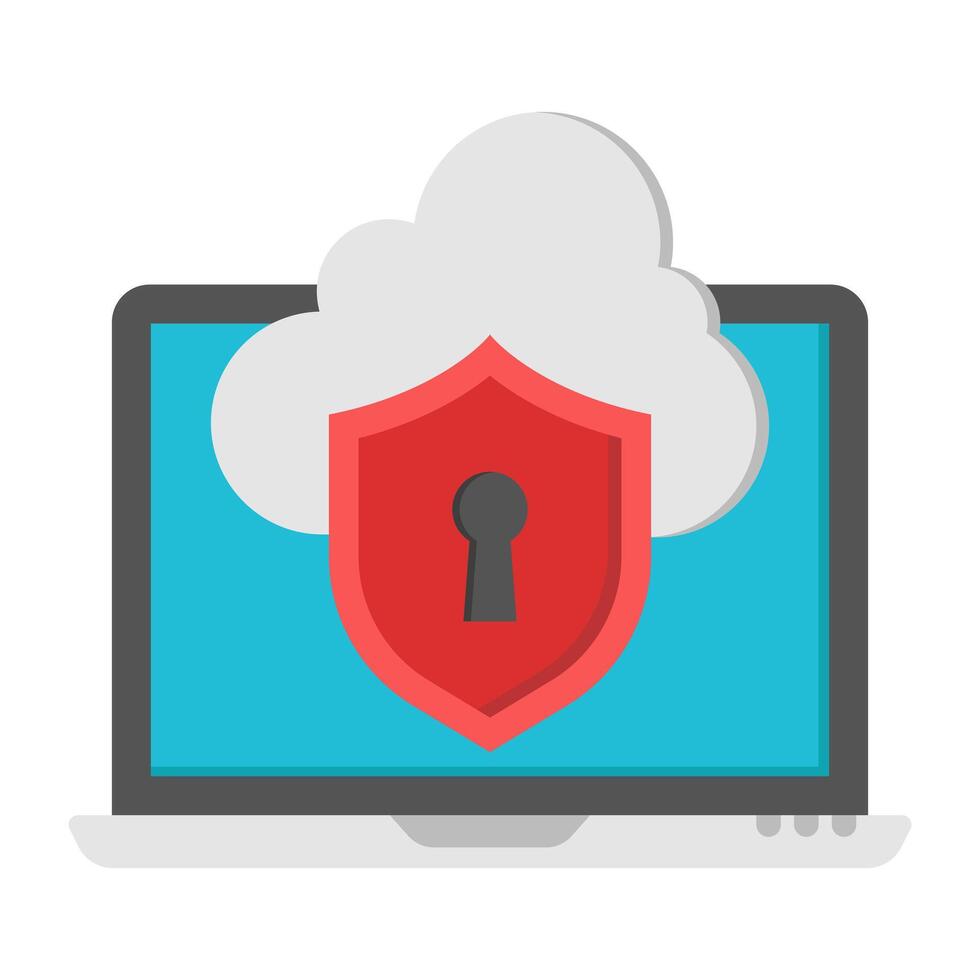 A flat design icon of secure cloud vector