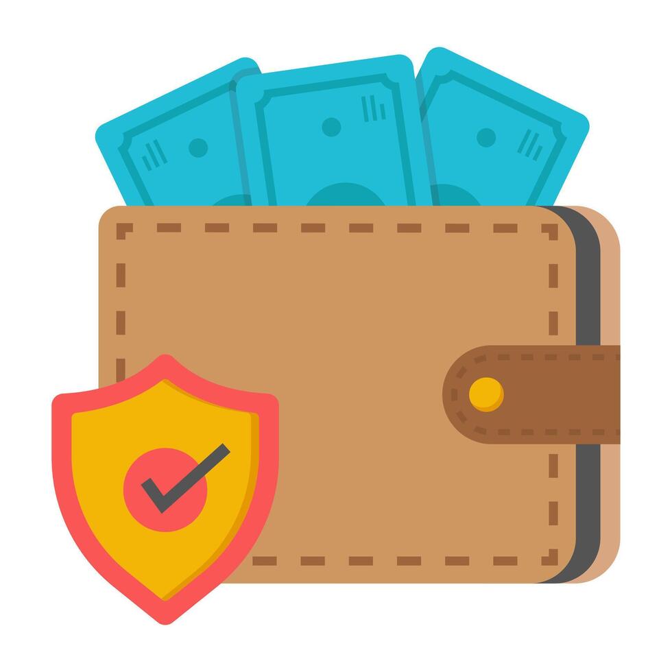 A flat design icon of secure wallet vector
