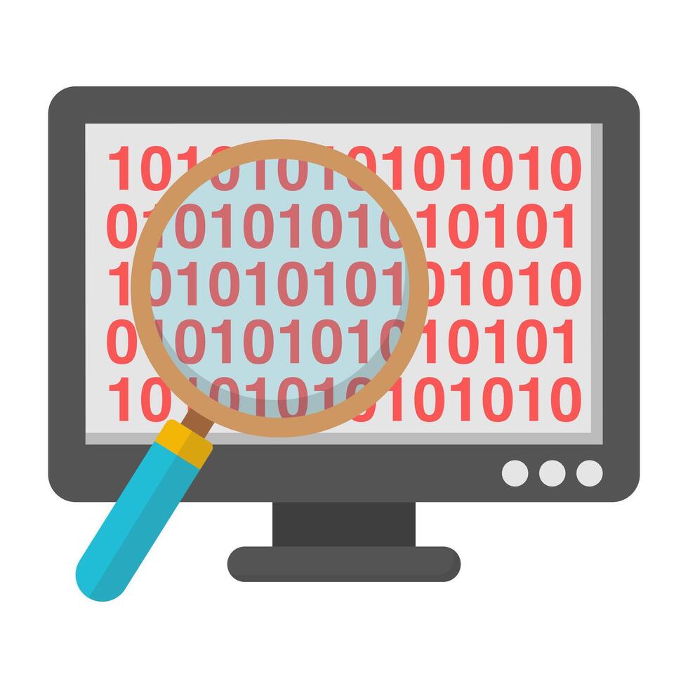 A colored design icon of search binary data vector