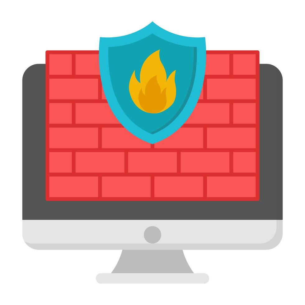 A colored design icon of firewall vector