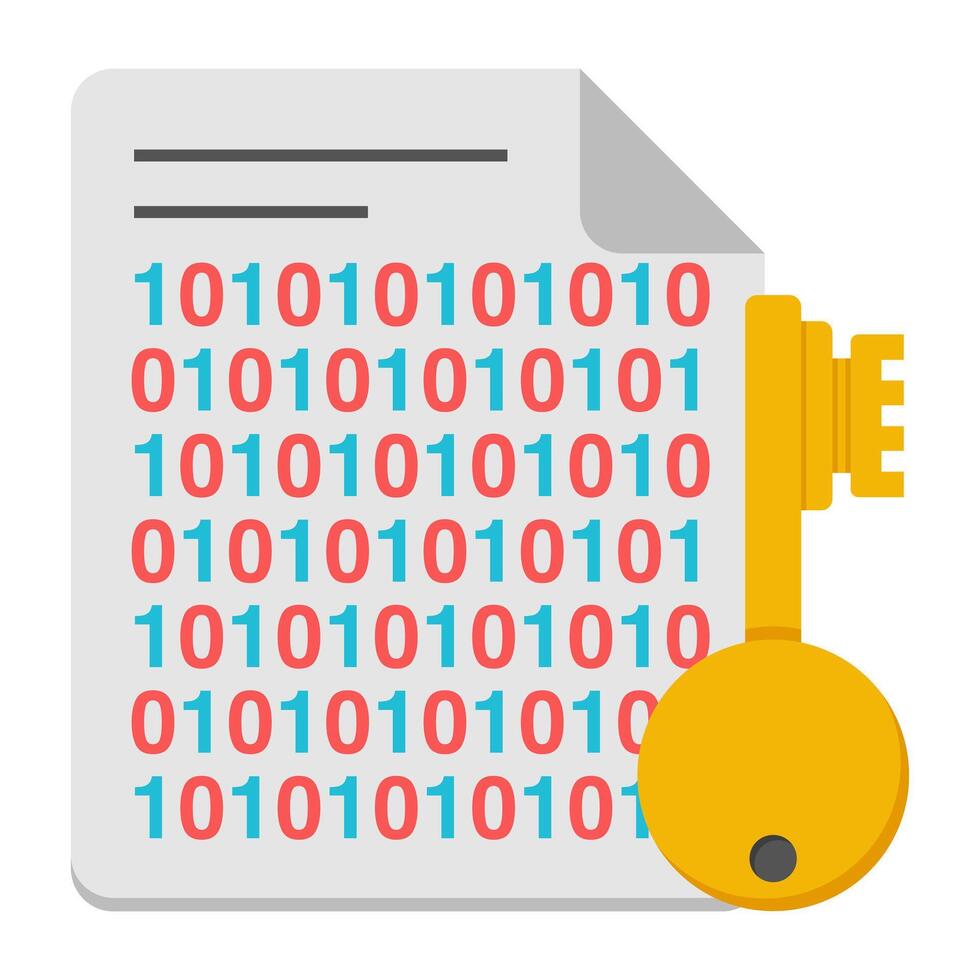 A colored design icon of binary file key vector