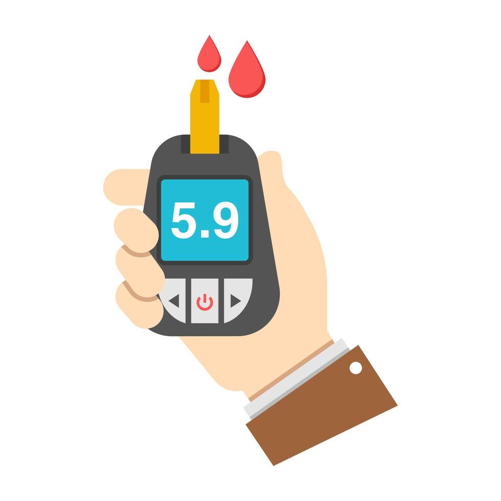 Sugar test machine icon, flat design of glucometer vector