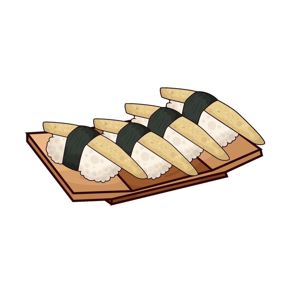 illustration of Fresh sushi served on a plate vector