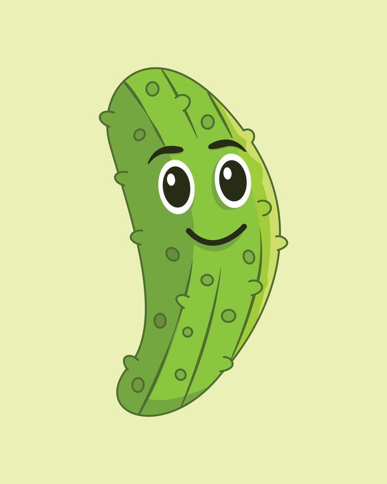 a cartoon pickle with a smile on its face vector