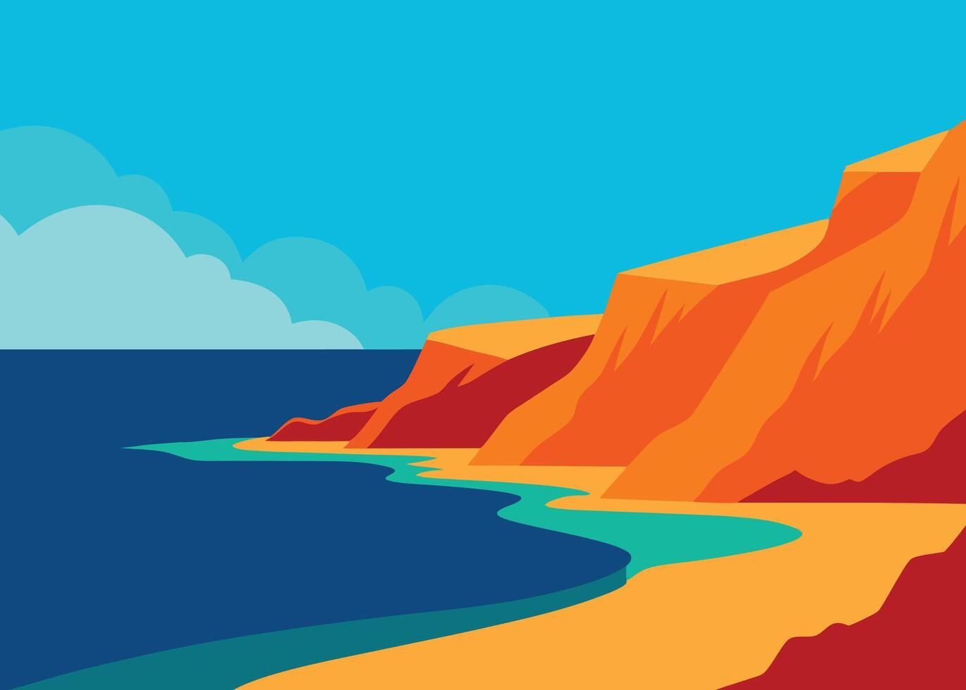 Modern Abstract Ocean Scene with Bold Colors vector
