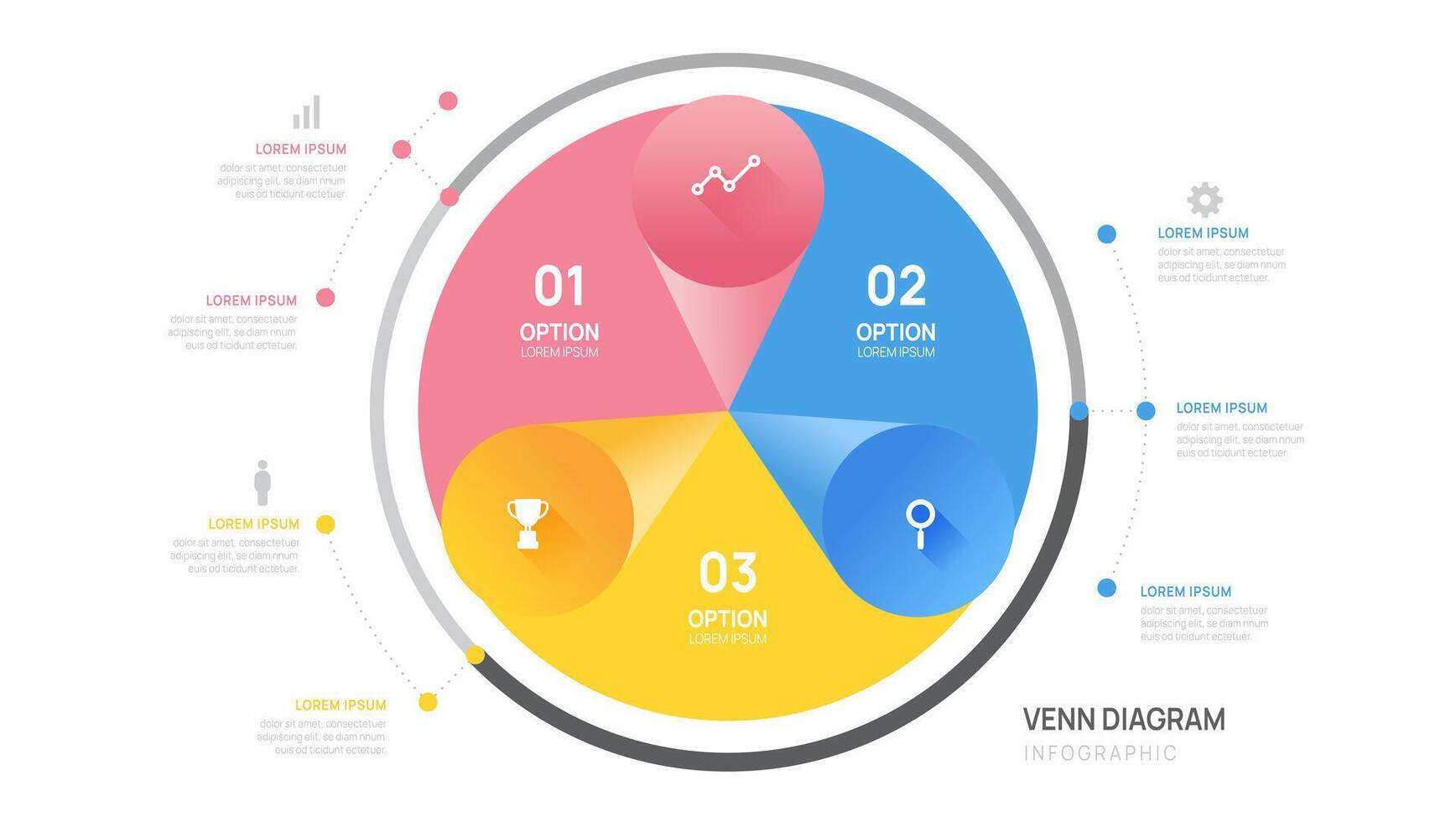 Infographic Venn diagram chart template for business presentation illustration. vector