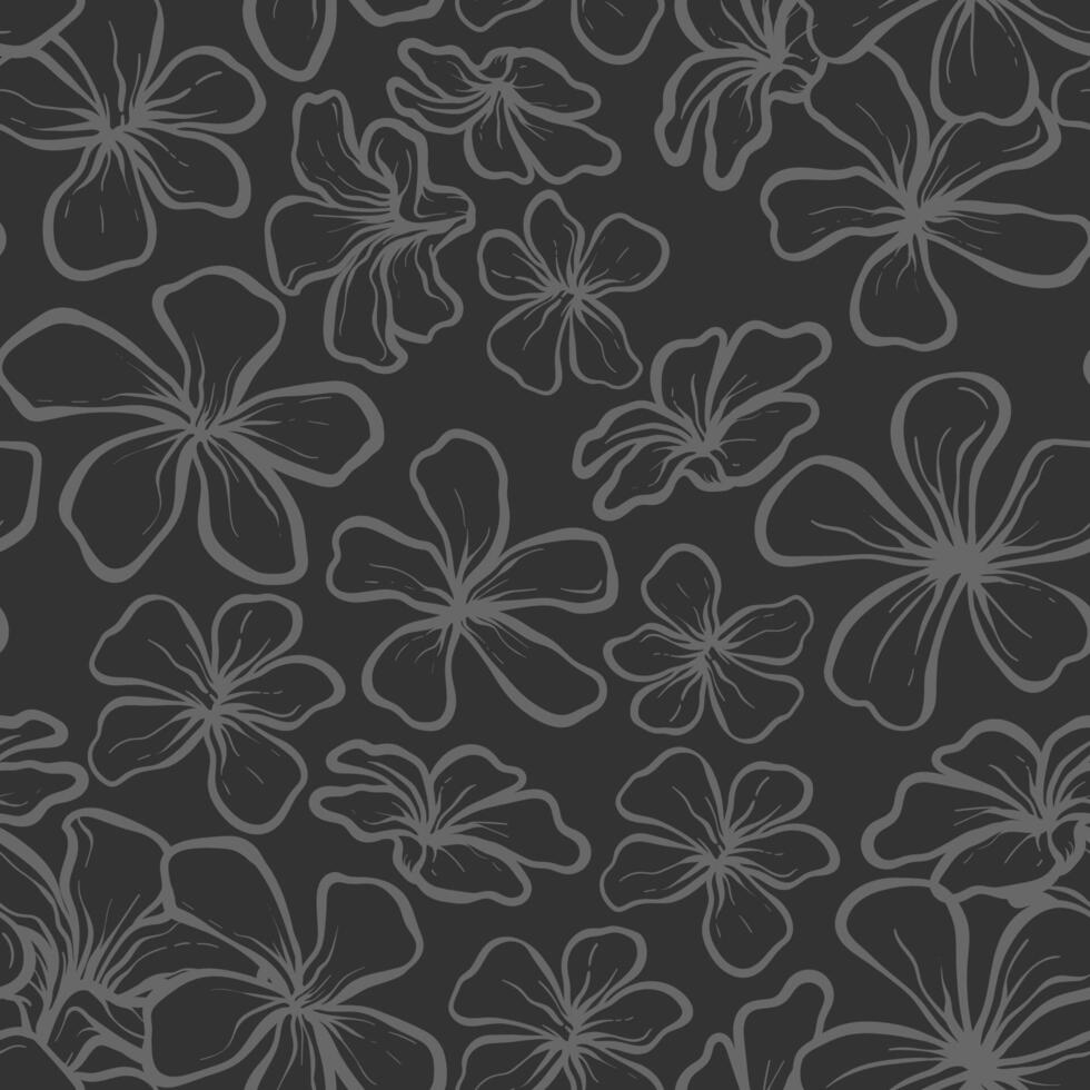 Jasmine Indonesian Flower Outline Seamless Pattern vector