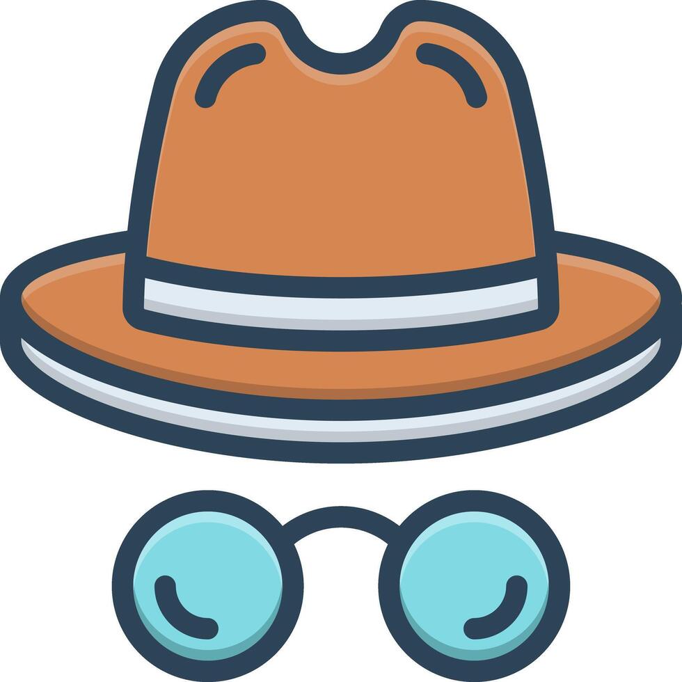 Color icon for hat and glasses vector