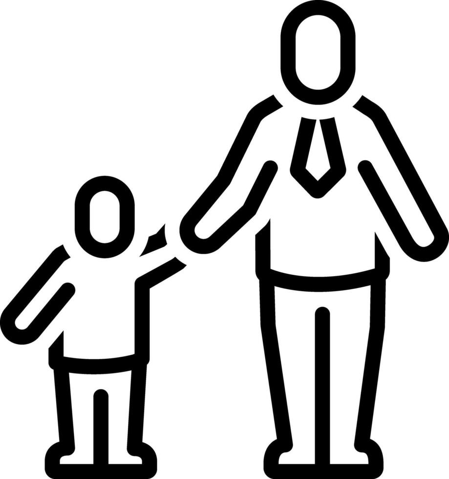 Black line icon for father and son vector