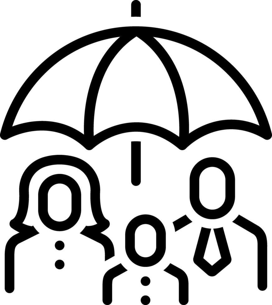 Black line icon for family insurance vector