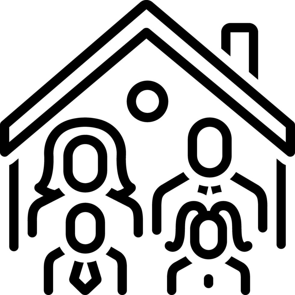 Black line icon for family house vector
