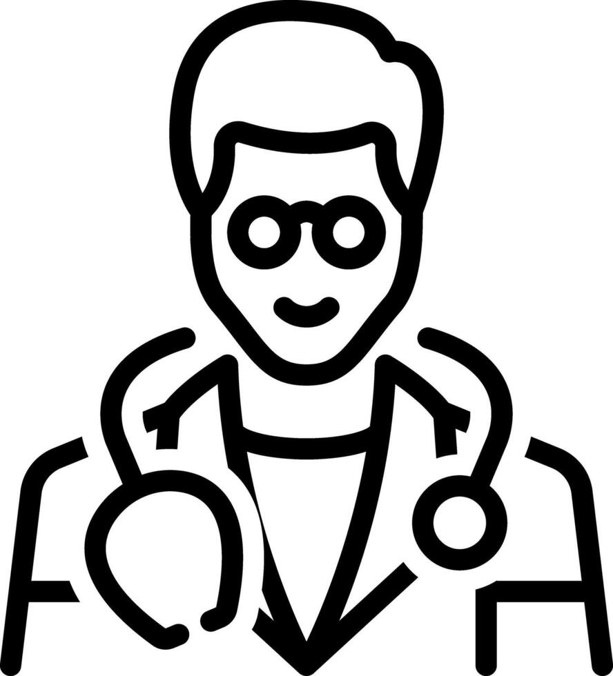 Black line icon for doctor vector