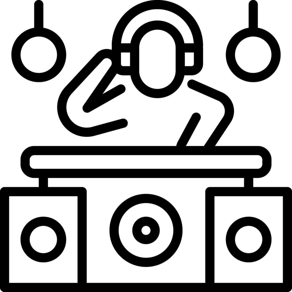 Black line icon for dj vector