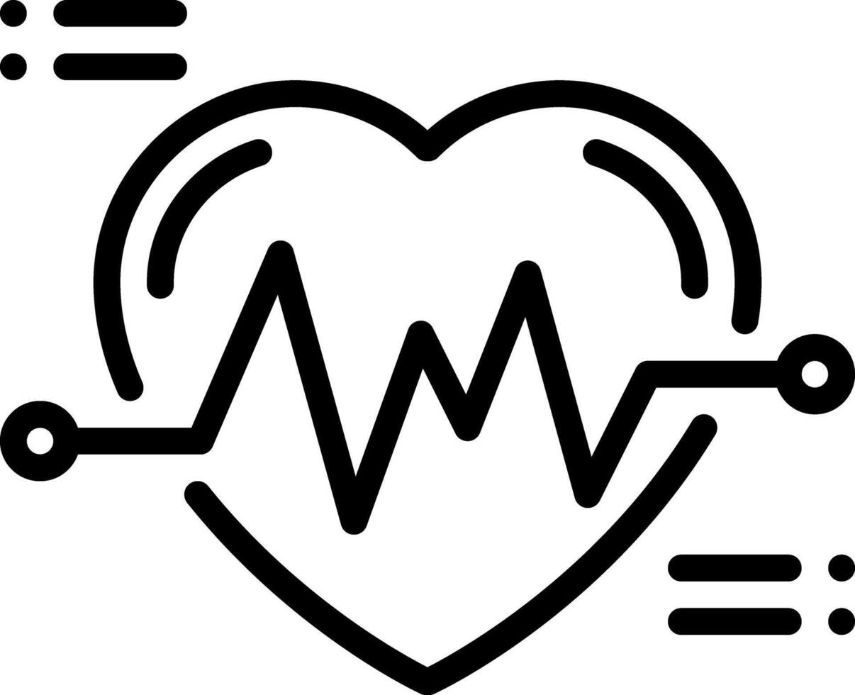 Black line icon for cardiogram vector