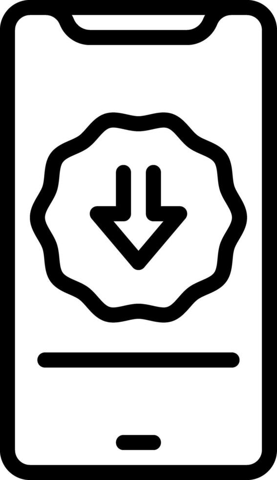 Black line icon for mobile download vector