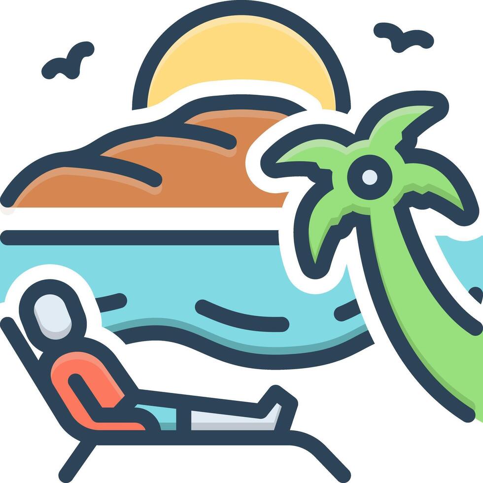 Color icon for beach vector