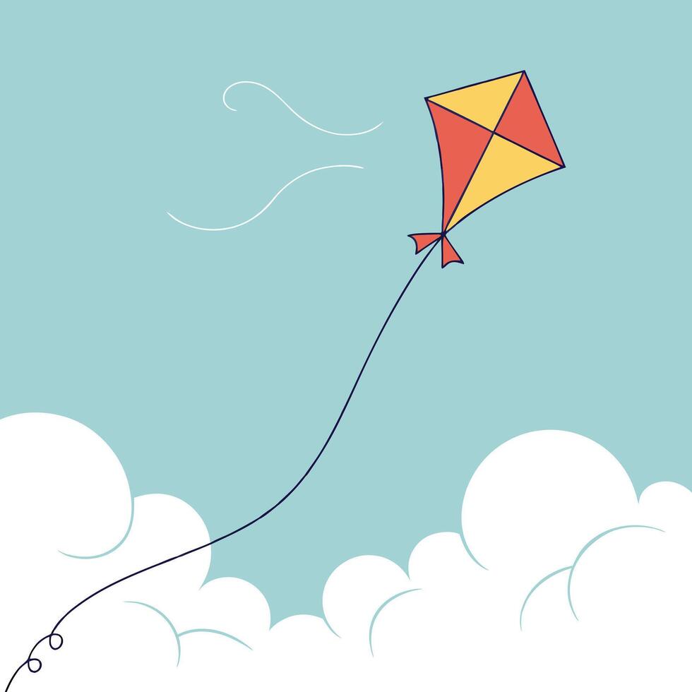 A kite flying in the sky with clouds vector