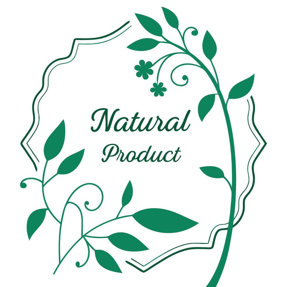 Natural product logo with leaves and flowers vector