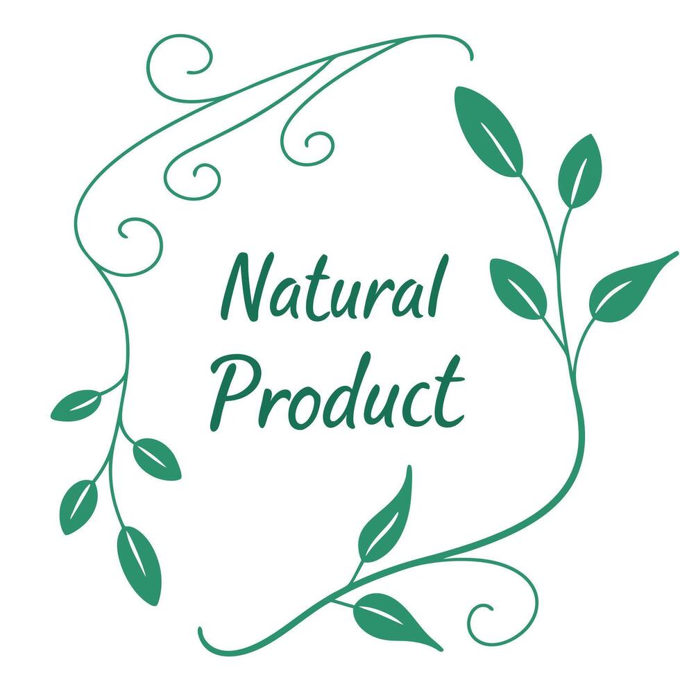 Natural product logo with green leaves vector