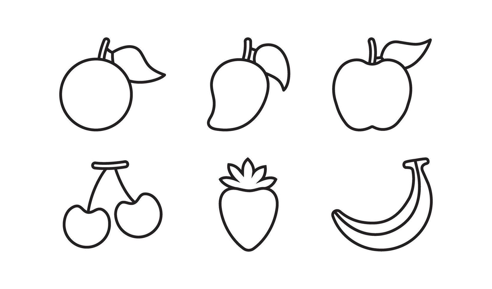 Fruits line style icon set illustration vector