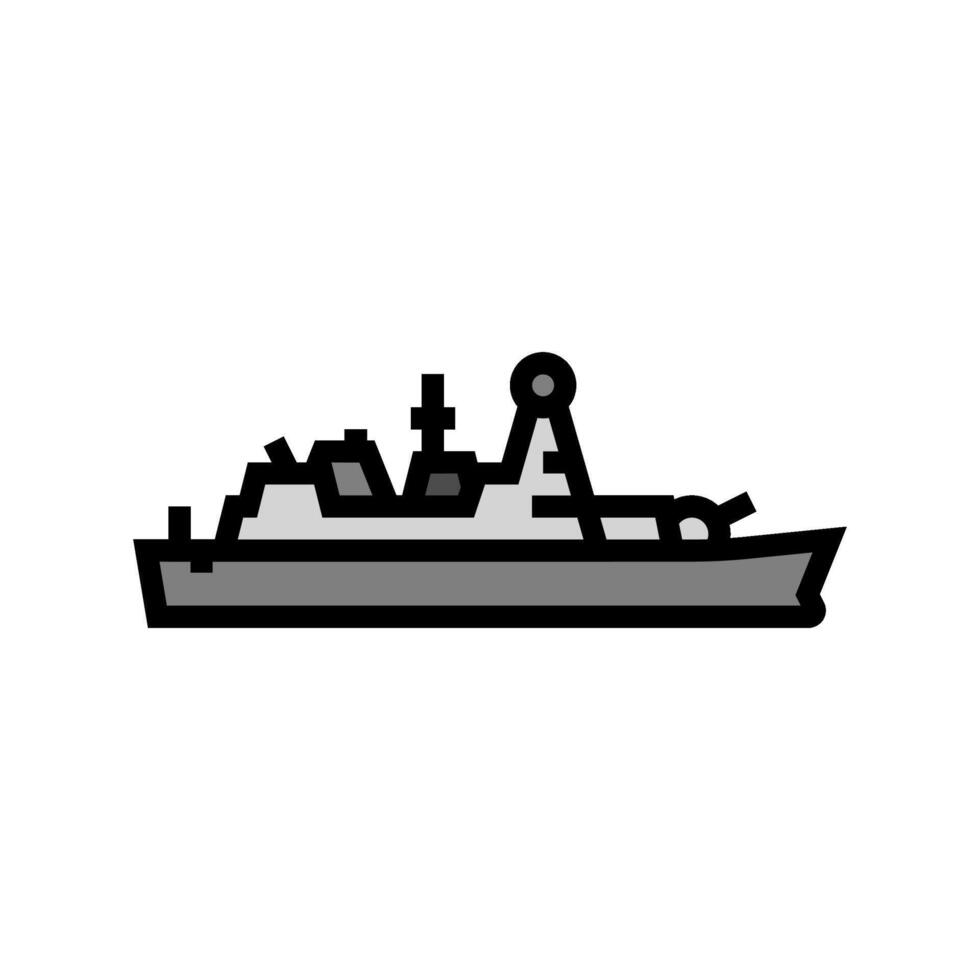 naval destroyer ship color icon illustration vector