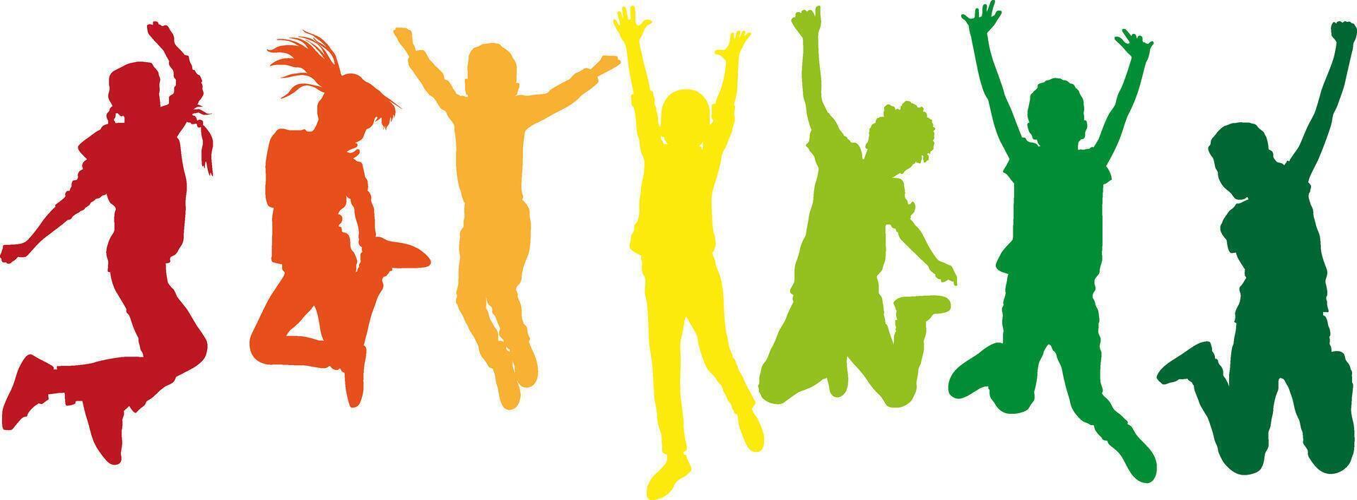 people silhouette kids vector