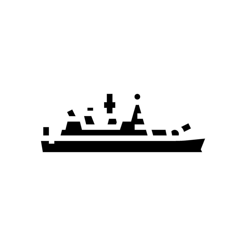 naval destroyer ship glyph icon illustration vector