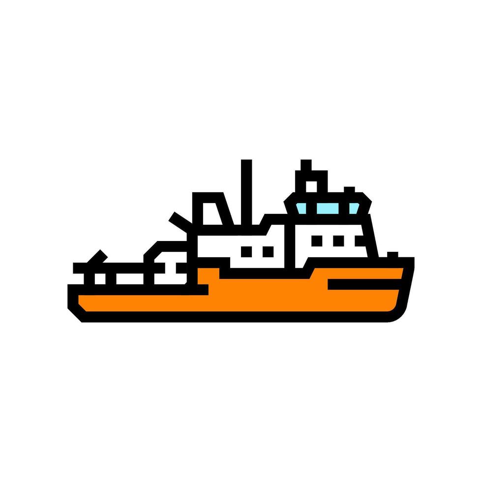 icebreaker ship color icon illustration vector