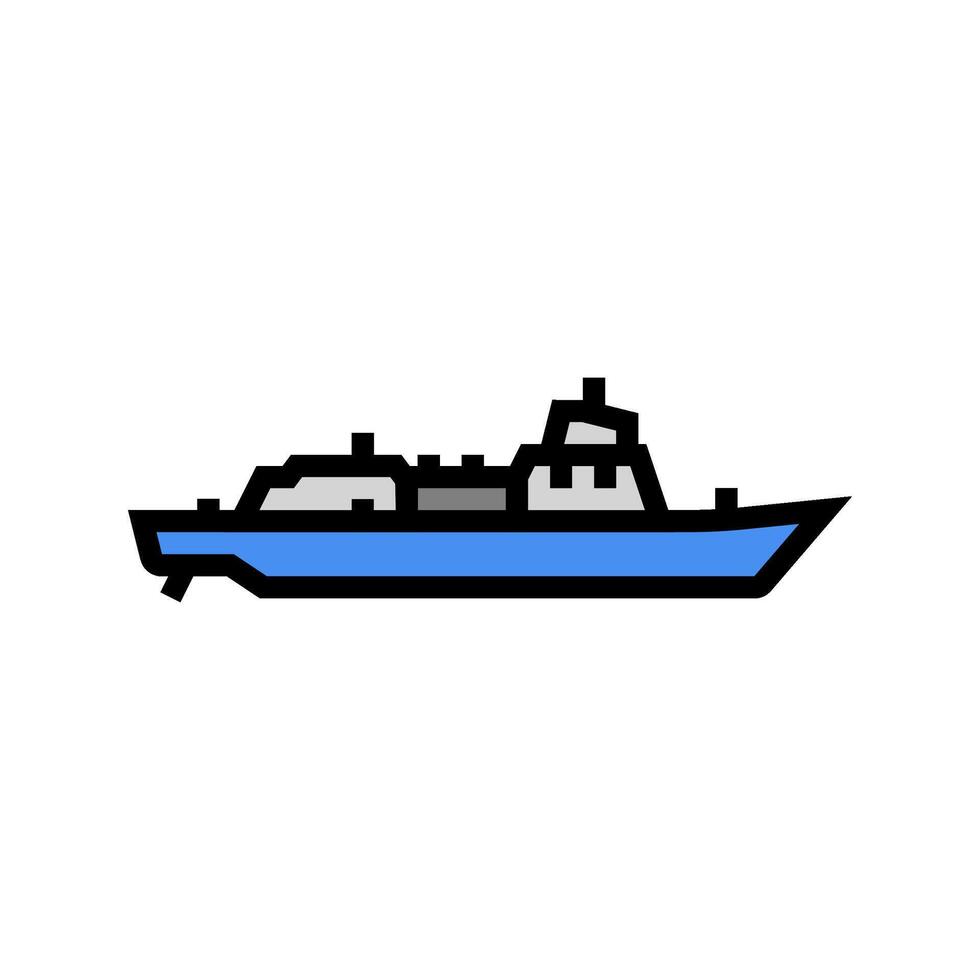frigate ship color icon illustration vector
