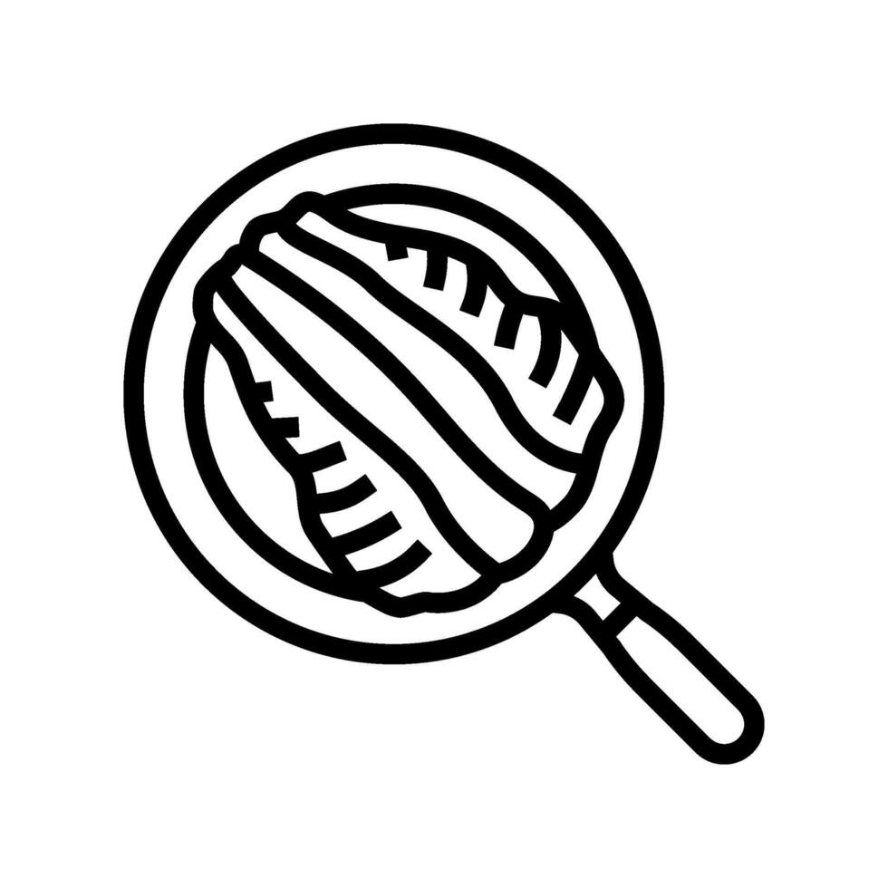 pan seared trout fish line icon illustration vector