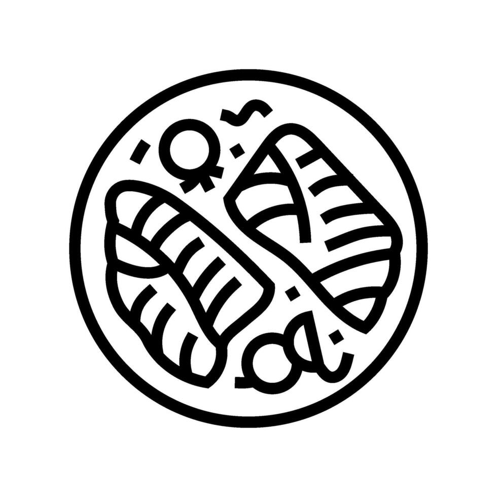 baked cod fish line icon illustration vector