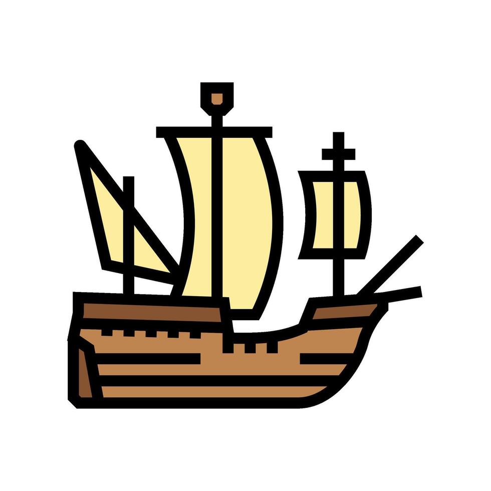 carrack ancient ship color icon illustration vector