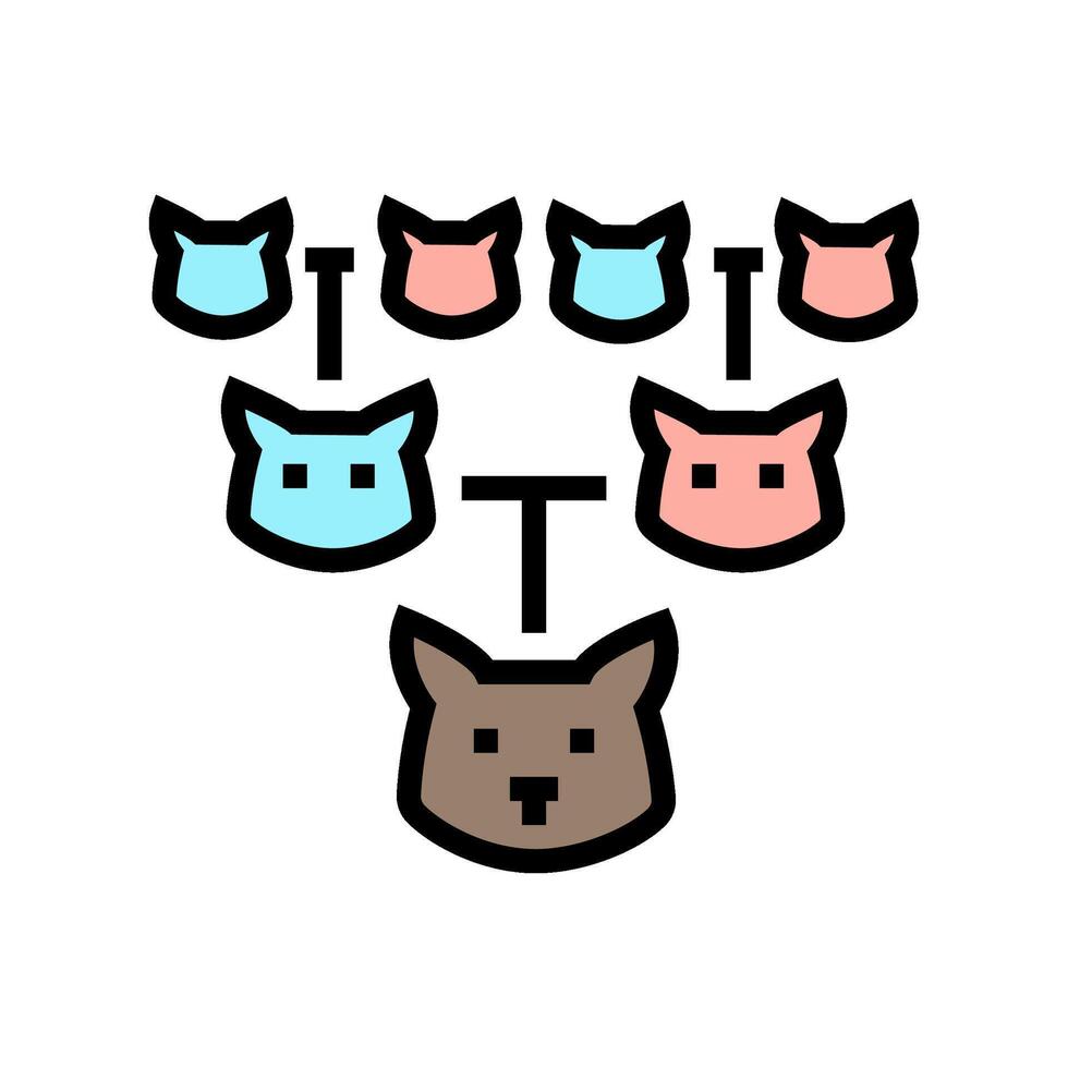 pedigree chart cat breeding color icon illustration vector