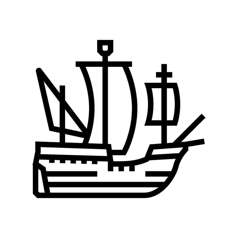 barque ancient ship line icon illustration vector