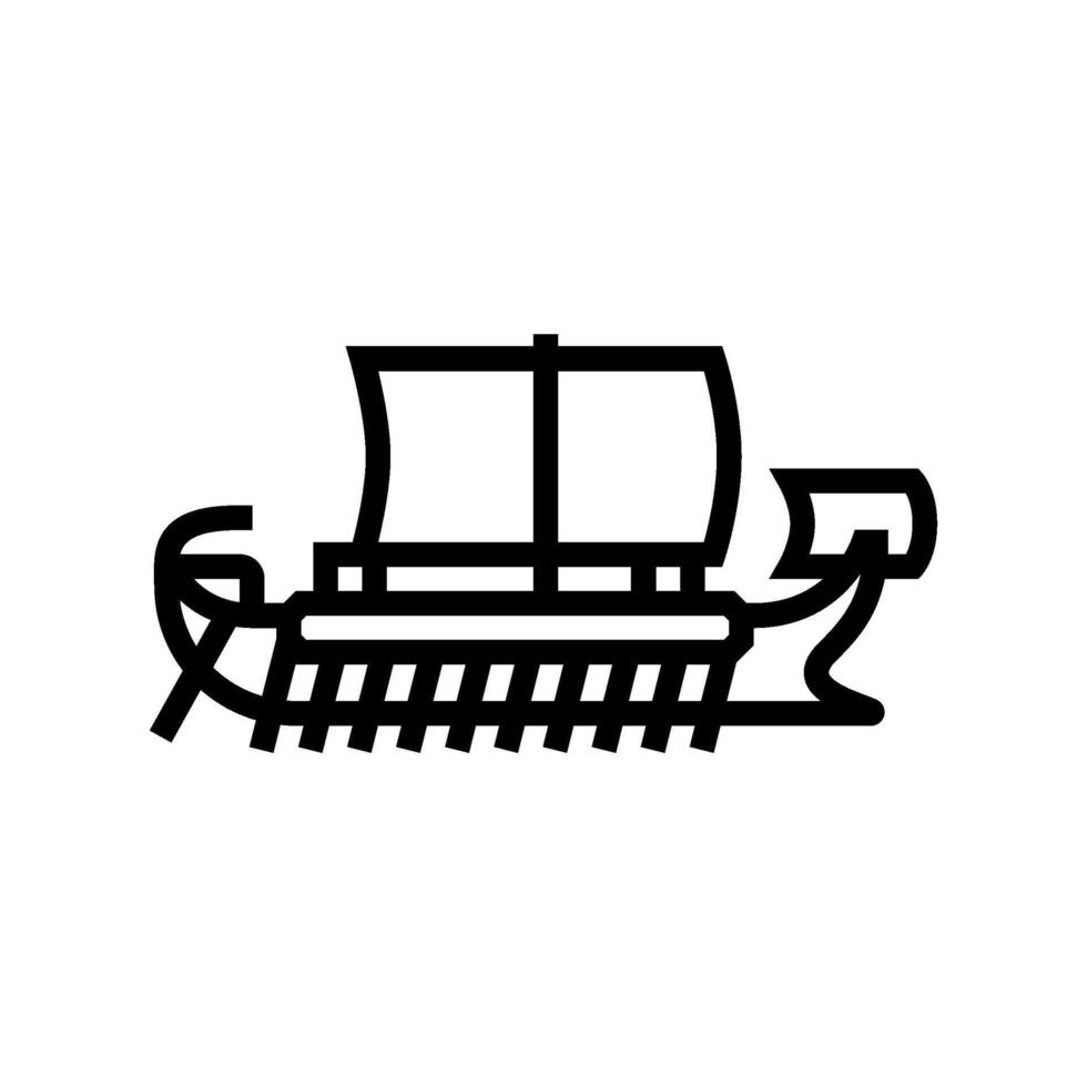 knarr ancient ship line icon illustration vector