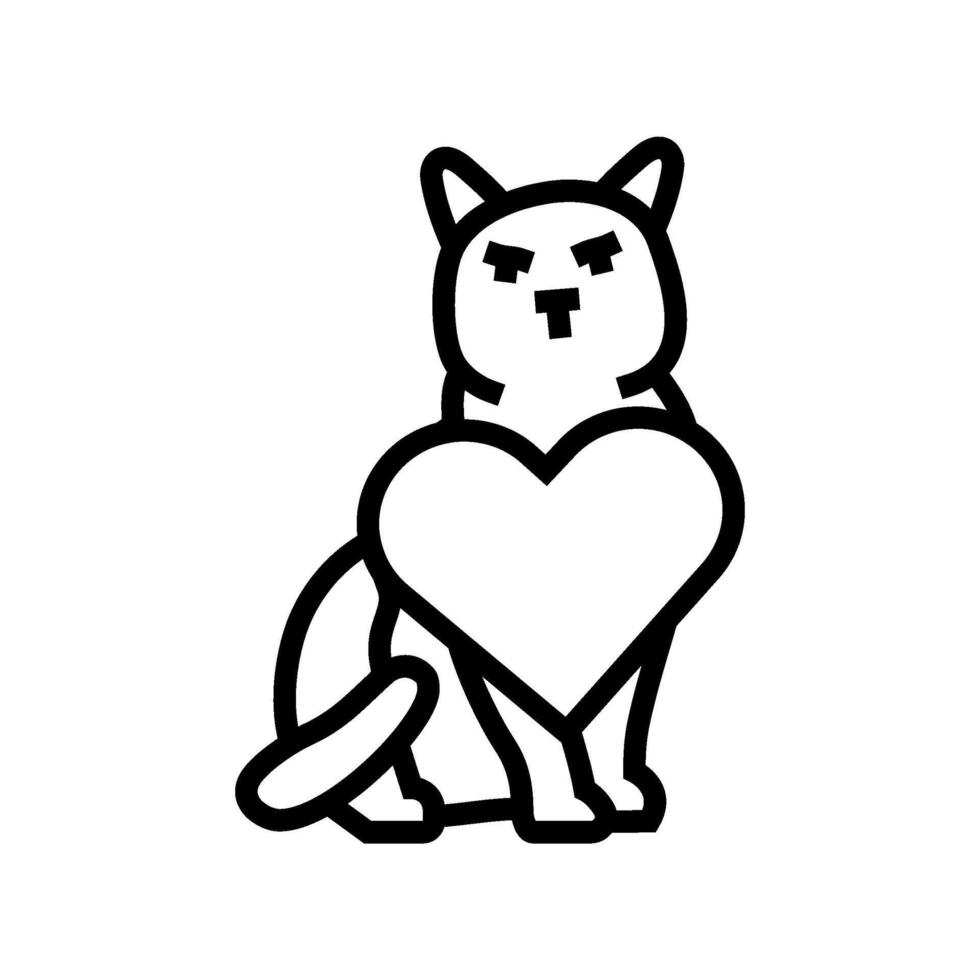 heart cat breeding line icon illustration vector