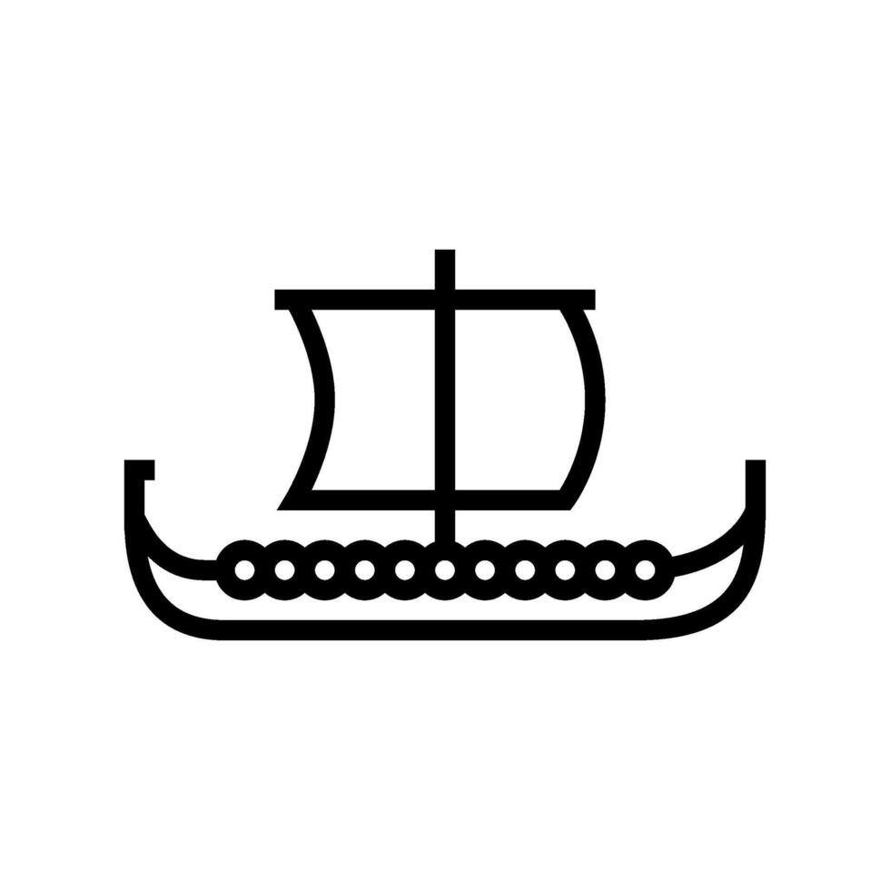 caravel ancient ship line icon illustration vector