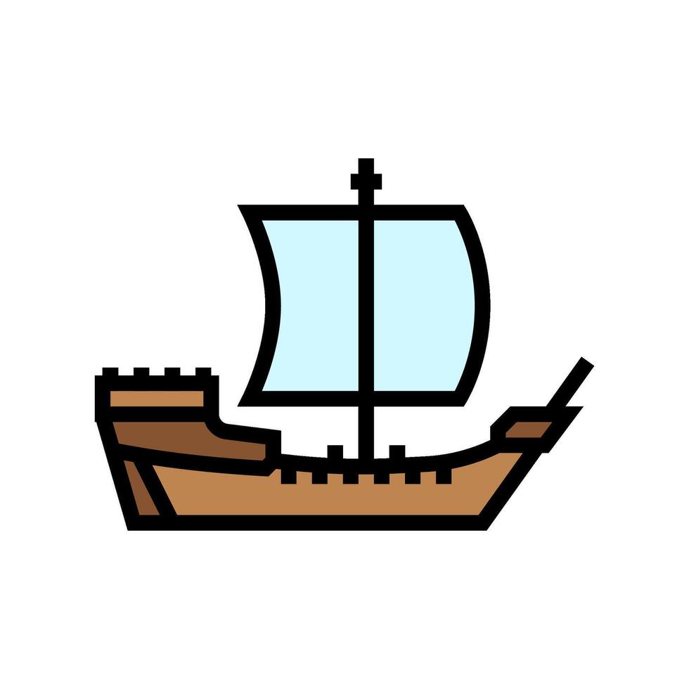 cog ancient ship color icon illustration vector