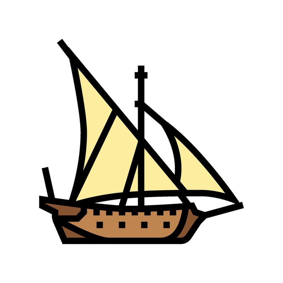 barque ancient ship color icon illustration vector